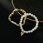 2Pcs/Set Elegant Imitation Pearl Bracelet for Women Bohemian Elastic Rope Chain Bracelet with Heart Pendant Jewelry Gift