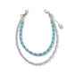 Y2K Trendy Blue Stone Bead Jeans Pants Chain For Men Women Hip Hop Punk Double Layer Keychains Bag Accesories Jewelry