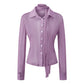 Women's Glitter Sheer Mesh Shirt Long Sleeve Choker Neck Button Down Cropped Blouse Y2K Party Clubwear See Through Top