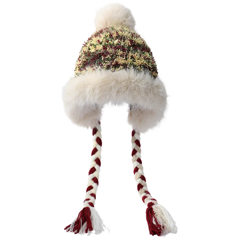 2025 Winter New Arrivals Multi Color Pom Pom Plush Tassel Beanie For Women