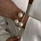 3 Style Creative Big Imitation Pearl Cuff Bracelet Women Trend 2025 Punk Heavy Metal Chunky Spring Bangle Steampunk Men