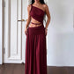 Sexy Rope Patchwork Dress Women Fashion Hollow Skew Collar Ruched Ribbon Sleeveless Elegant Vacation Party Bodycon