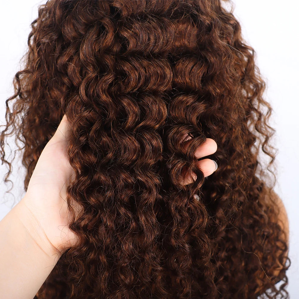 220% 13x4 Chocolate Brown HD Lace Front Wig 13x6 Deep Water Wave Lace Frontal Wig PrePlucked Colored Brown Kinky Curly Wet And Wavy Human Hair Wigs For Black Women