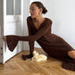 Button Front Long Sleeve Sheer Open-knit Long Cover-up Jacket Women Autumn Beach Vacation Outfit Maxi Cardigan