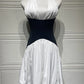 Patchwork Halter Backless Sexy Mini Dress Women Elegant Fashion V Neck Sleeveless High Waist Pleated Club Party Dresses