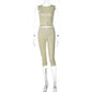 Summer Vacation Women Polka Dot Two Piece Matching Set Sleeveless Cropped Tank Top High Waist Capri Leggings Streetwear