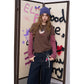 Women's Graphic Tee with Strawberry Print, Fake Two Piece Long Sleeve Top, Casual Slim Fit T-Shirt for Daily Wear