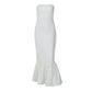Polka Dot Print White Strapless Mermaid Dresses Elegant Occasion Dresses Woman Evening Party Wear