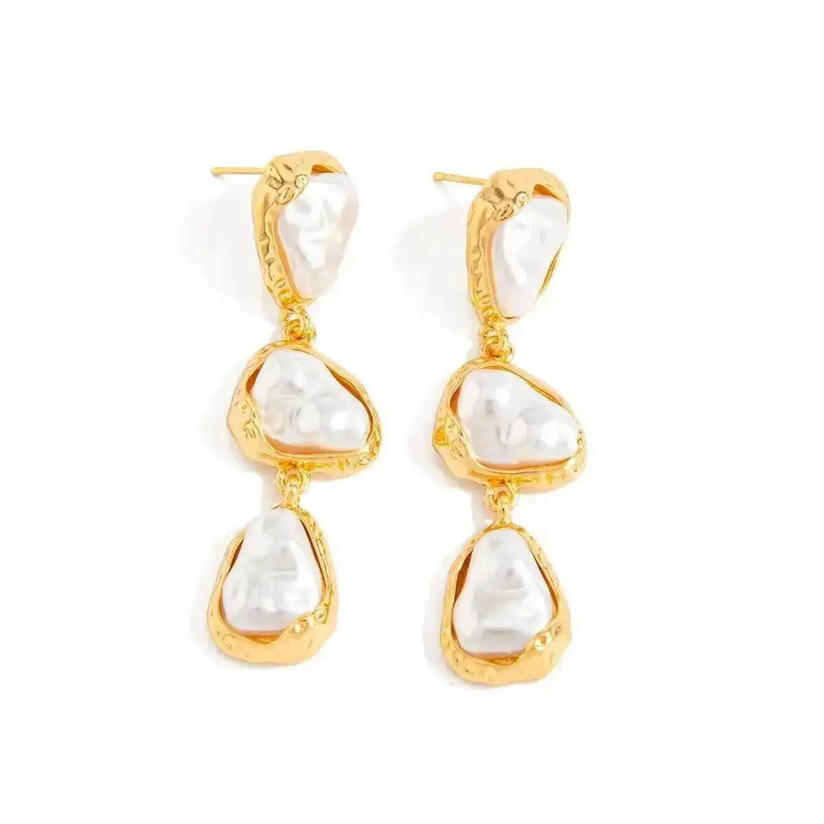 Elegant Imitation Pearl Water Drop Long Tassel Earrings for Women Trend Retro Pierced Dangle Earrings Wedding Jewelry