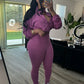 Basic Women 2 Piece Set Classic Solid Long Sleeve Drawstring Zip-up Coats+Slim Pants Female Autumn Casual Sporty Outfits