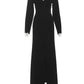 Single-Button Maxi Dress Women Front Split Full Sleeve v-Neck Elegant Classic Office Streetwear Fashion Slim Vestidos