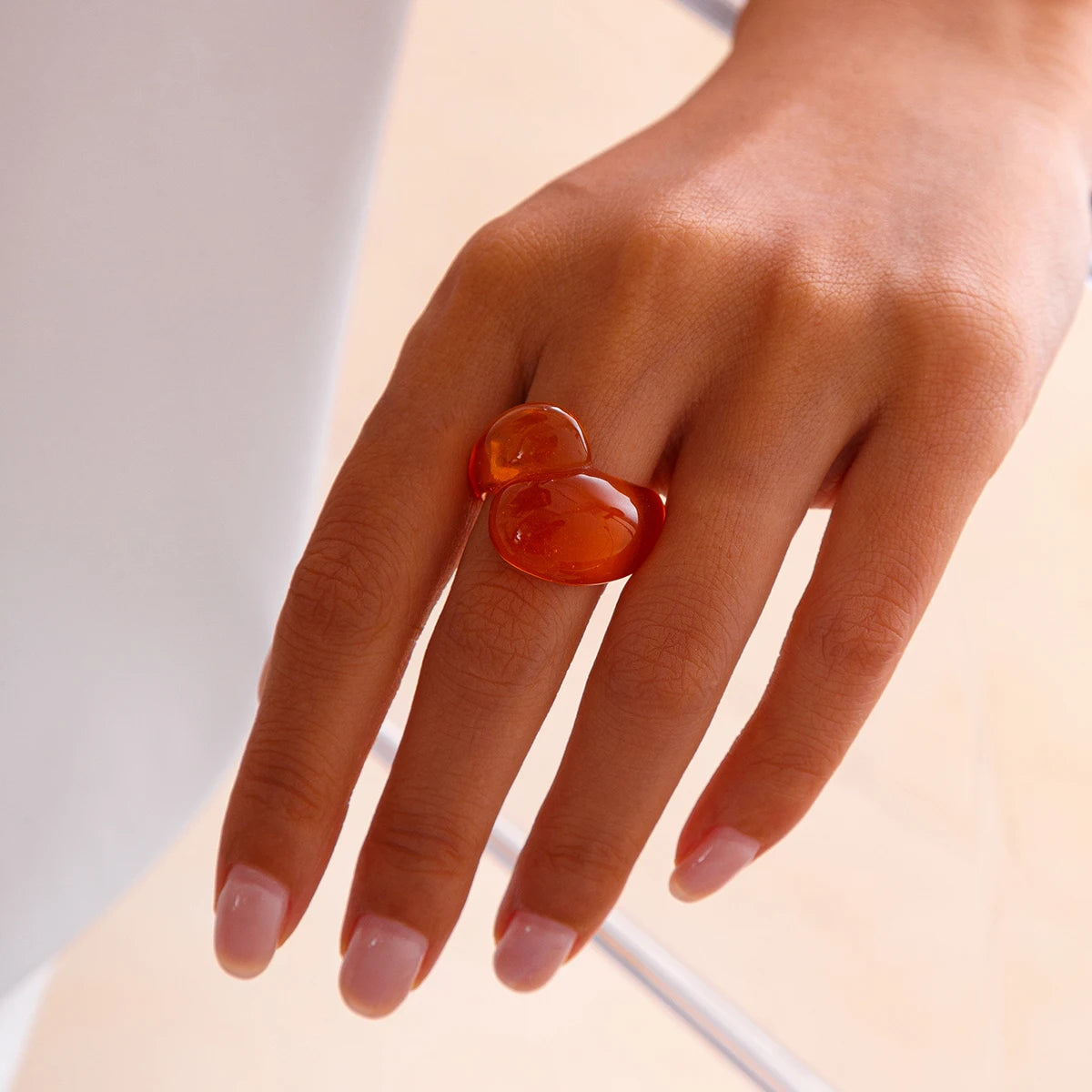 Multicolor Resin Water Drop Chunky Rings Women Boho Geometric Open Cuff Finger Rings Y2K Wed Jewelry Party Accessories