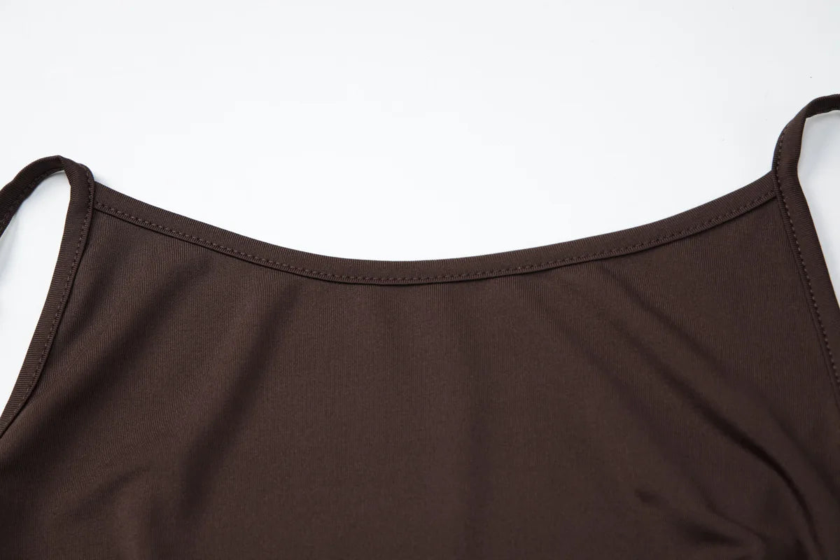 Sleeveless Backless Summer Maxi Dresses 2026 Woman Clothing Elegant Sexy Brown Party Dress