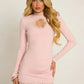 Women Polka Dot Sexy Mini Dress Lace Trim High Neck Cutout Long Sleeve Bodycon Short Dress Club Party Night Out Dresses
