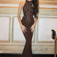 Lace Halter Backless Sexy Maxi Dress For Women Black Off-shoulder Strapless Sleeveless Bodycon Club Party Long Dress