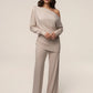 Leisure Elegant 2 Piece Set Women Trend Simple Skew Collar Full Sleeve T-Shirt+Patchwork Ruched Wide-Leg Pant Street Suit