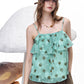 Polka Dot Ruffle Camisole, Beaded Drawstring Chiffon Cami Top, Mint Green Y2K Summer Sleeveless Blouse