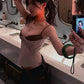 Look Slimmer Camisole Tops Woman Leather Patchwork Summer Trend Low-Neck Backless Shape Waist Street Casual Fashion Vests