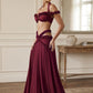 Women 2 Piece Maxi Skirt Set Halter Off Shoulder Ruffle Crop Top And Long Skirt Elegant Evening Party Matching Outfit