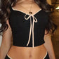 Y2k Cute Black Two Piece Set Women Outfit 2023 Summer Lace Up Low Rise Flare Pants and Crop Top Matching Sets