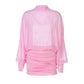 Transparent Chiffon Pink Mini Dress Sexy Outfits Women Clothes Hollow Open Back Long Sleeve Dresses Fall