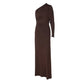 One Shoulder Long Sleeve Maxi Dress Brown Black Dresses Woman Elegant Fall Clothes 2025