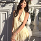 Tierred Dress Women Halter Backless Sleeveless v-Neck Tassel Skinny Elegant Summer Fashion Sweet Chic Mini Bodycon
