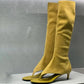 New European and American Fish Mouth Clip Toe Mid Boot, Fashionable Thin High Heel Side Zipper Women's High Tube Cool Boot