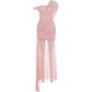 Irregular Collar Maxi Dress Women See Through Hem Folds Tassel  Skinny Birthday Party Summer Fashion Classic Vestidos