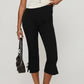 Women Capri Pants Solid Color Bow Decor Summer Casual Cropped Pants Stretch Crop Leggings Y2K Streetwear