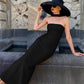 Halter Backless Split Long Dresses French Style Elegant Beautiful Ladies Dress White Black Red