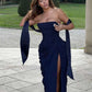 Eleganr Gown Dress+Ribbon Woman Sexy Wrap Chest Backless Ruched High Splits Hen Evening Prom Party Fashion Vestidos