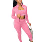 Casual 3 Piece Set Women Tracksuit Elastic Vest+Zip Jacket+Leggings Matching Street Sporty Fitness Street Shapewear