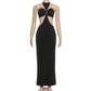 Hollow Halter Backless Split Long Dresses for Woman Party Night Club Outfits Sexy Little Black Dress