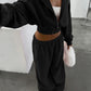 Fashion 2 Piece Set Women Tracksuit Sporty Zipper Patchwork Hooded Crop Jacket+Straight Pants Matching Streetwear Outfits