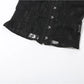 Patchwork Lace Camisole Single Row Buckle Low-Neck See Through Sexy Hottie Street Midnight Fashion Skinny Classic Tops