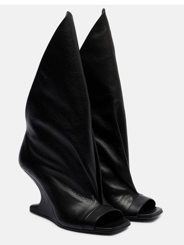 New Thick High Heel Open Toed Short Boots Fashion Alien Heel Fish Mouth Cool Boots Spring/Summer Women's Short Boots