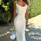 Sexy Summer White Dresses Spaghetti Strap Backless Maxi Dress Elegant Woman Clothing