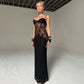 Black Floral Lace See Through Evening Party Dress Elegant Sexy Y2k Backless Long Maxi Dresses for Women