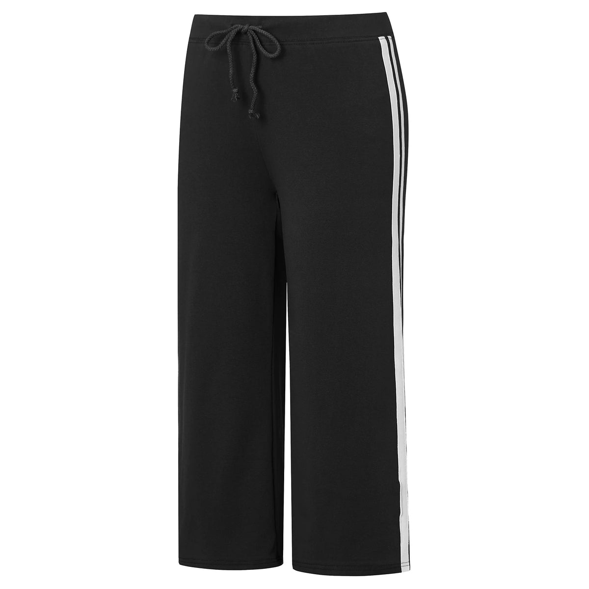 Women Y2K Side Striped Cropped Wide Leg Capri Pants Drawstring Waist Loose Sport Trousers Casual Streetwear Bottoms