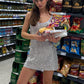 Sequin Glitter Mini Dress Summer Sleeveless Spaghetti Strap Camis Dress Women Sexy Club Party Rave Sparkly Dress