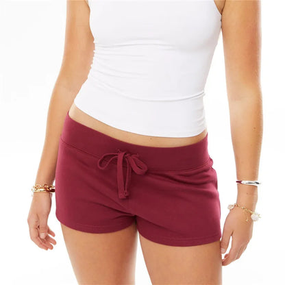 Womens Low Waist Drawstring Lounge Shorts Soft Cotton Blend Casual Sweat Shorts for Y2K Streetwear Summer Pajama Bottoms