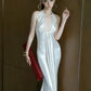 Woman Evening Dresses 2026 Luxury Elegant Sexy Satin Halter Neck Backless Maxi Dress