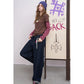 Women's Graphic Tee with Strawberry Print, Fake Two Piece Long Sleeve Top, Casual Slim Fit T-Shirt for Daily Wear