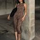 Sexy Leopard Print Romper Women Flocking Backless Tight Bandage Midnight Hipster Street Activity Sleeveless Playsuits