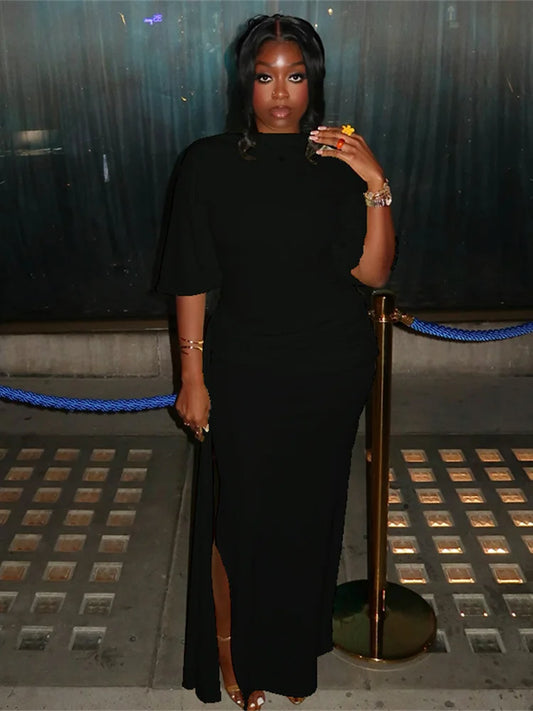 Elegant Dress Women Sexy Split Y2K Belt Ribbon Patchwork Backless Short Sleeve Classic Evening Birthday Party Bodycon