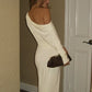 One Shoulder Backless Sexy Maxi Dress Women Autumn Fashion Long Sleeve Ruched Bodycon Club Long Dresses Elegant dress