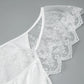 Lace Trim Satin White Dresses for Woman Summer 2026 Square Neck Short Sleeve Mini Dress