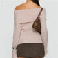 Womens Off The Shoulder Sweater Y2K Oversized Long Sleeve Slouchy Knitted Loose Pullover Sweaters Tops Streetwear