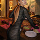 Hollow Out Knit Sexy Maxi Dress Women Fashion See Through Smock Dress Elegant Long Sleeve Backless Fishtail Dress